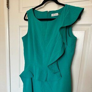 L Teal Green Calvin Klein Midi Dress